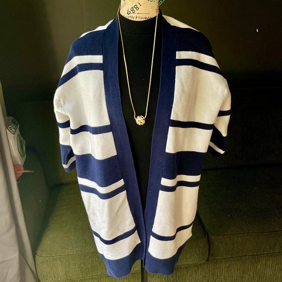 REITMANS XL 100% Cotton Stripe Blue & White Cardigan - Picture 1 of 5